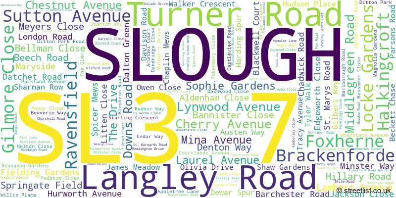 A word cloud for the SL3 7 postcode